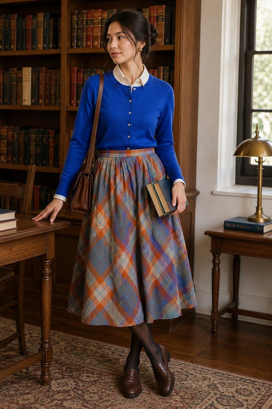 Century of Boston Vintage Wool Blend Tartan Plaid Skirt Fits Like M
